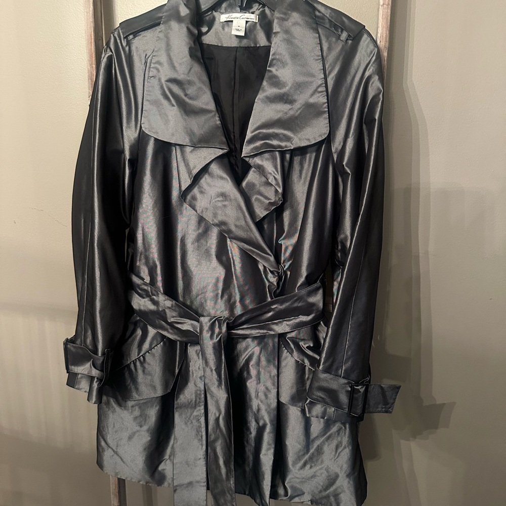 Kenneth Cole New York Gray Trench Coat with Belted Waist